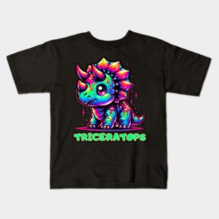 Triceratops Baby Dino Kawaii Cute Chibi Kids T-Shirt